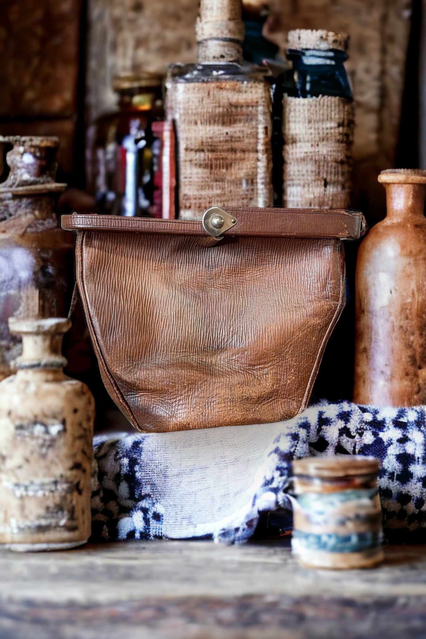 Antique French Doctor Bag With Original Key, Old Doctor Bag, Sac De Médecin, Apothecary Bag, Old Medical Bag, Antique Doctor Bag