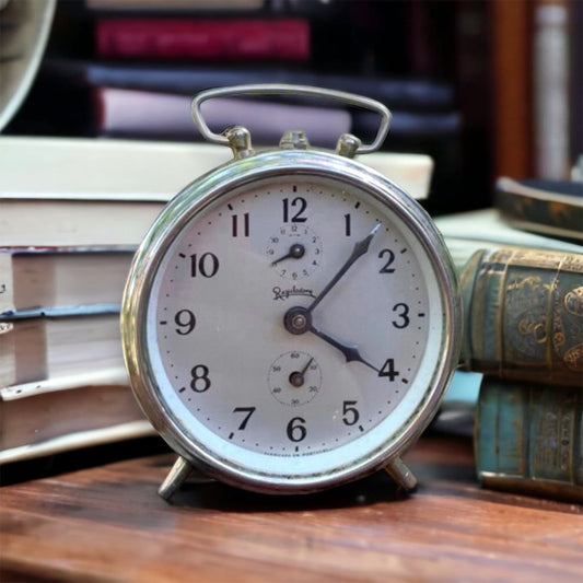 Vintage 1950’s Reguladora Of Portugal Green Retro Alarm Clock, Old Desk Table Watch, Vintage Paper Weight Decor