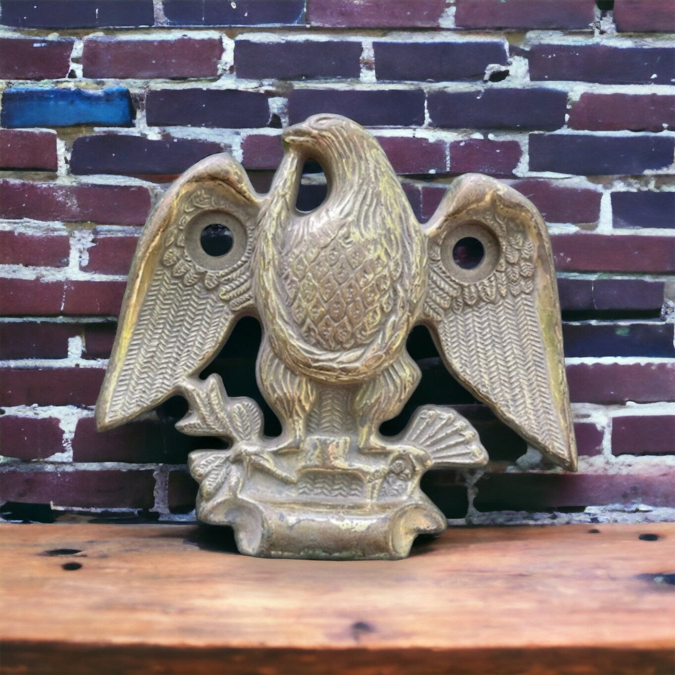 Antique Brass Heavy Cast Bald Eagle Wall Plaque, Barn Decor, Farmhouse Decor