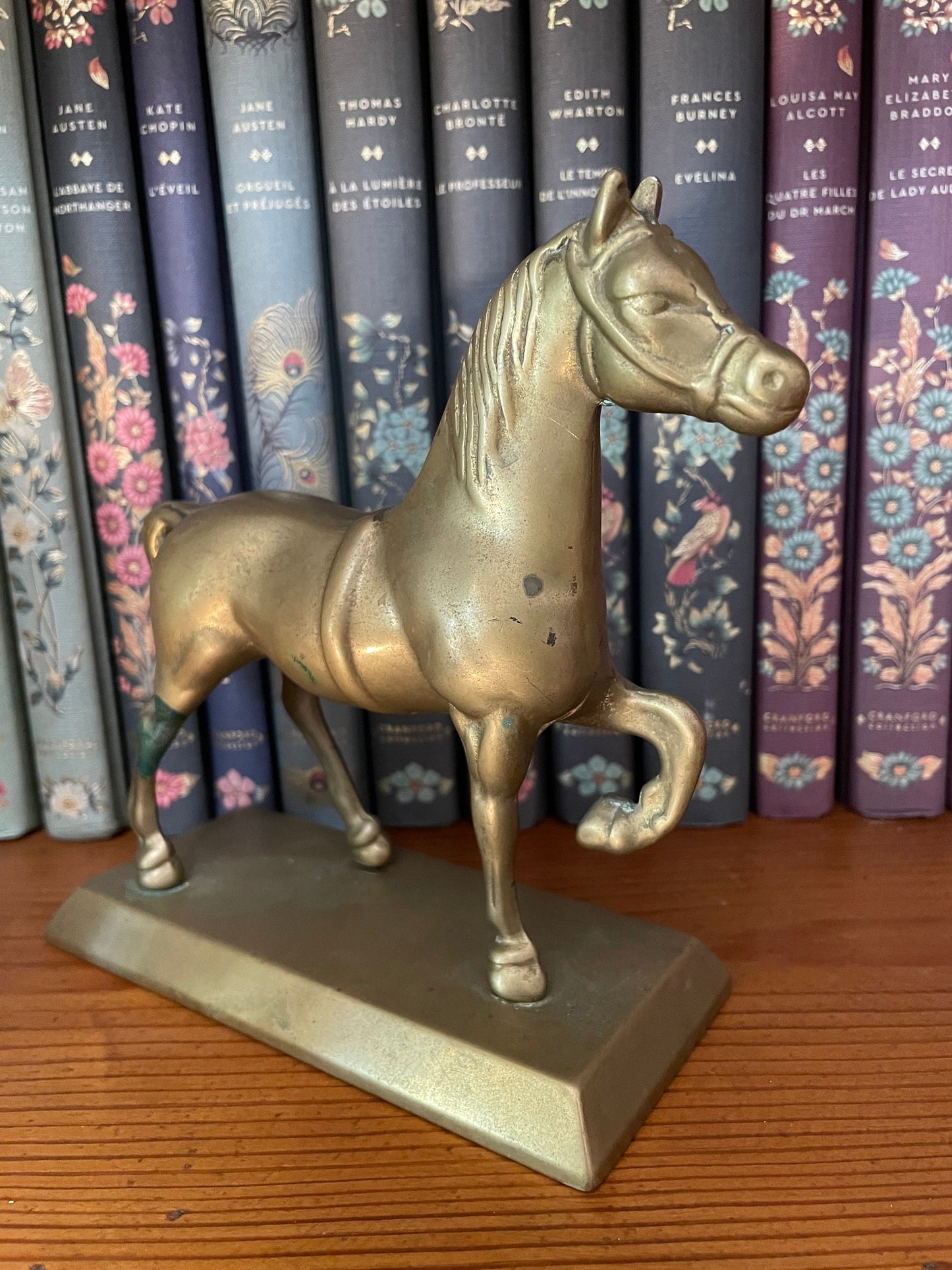 Antique French Solid Brass Horse Statue Figurine, Heavy Cast Solid Brass Horse, Gift For Horse Lovers Equestrians