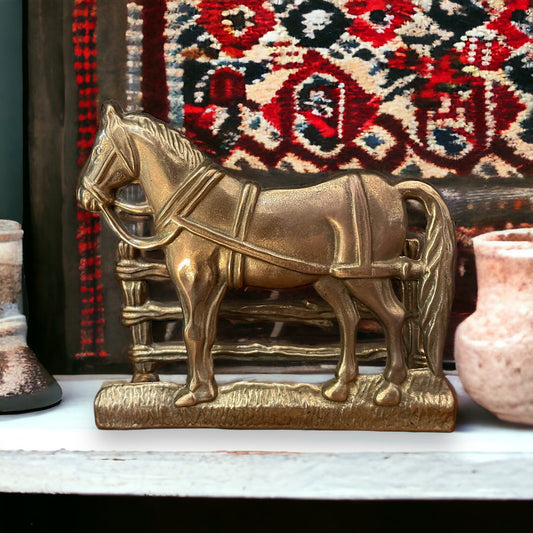 Antique French Solid Brass Horse Letters Holder Statue Figurine, Heavy Cast Solid Brass Horse, Gift For Horse Lovers Equestrians