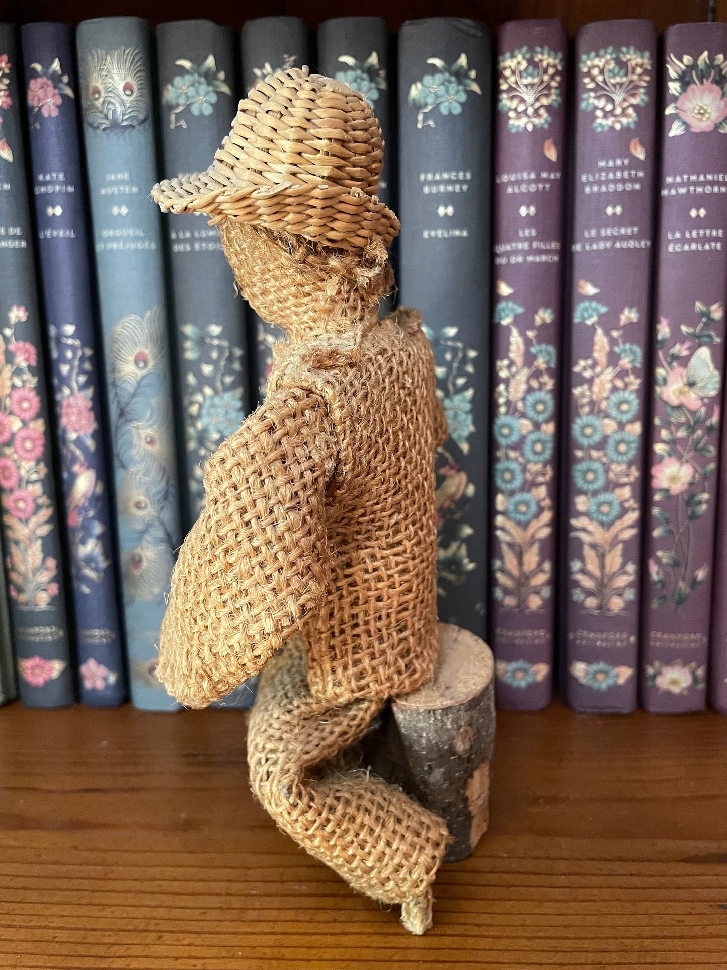 Vintage Handmade Peasant Figurine Burlap Statue Portuguese Folk Art