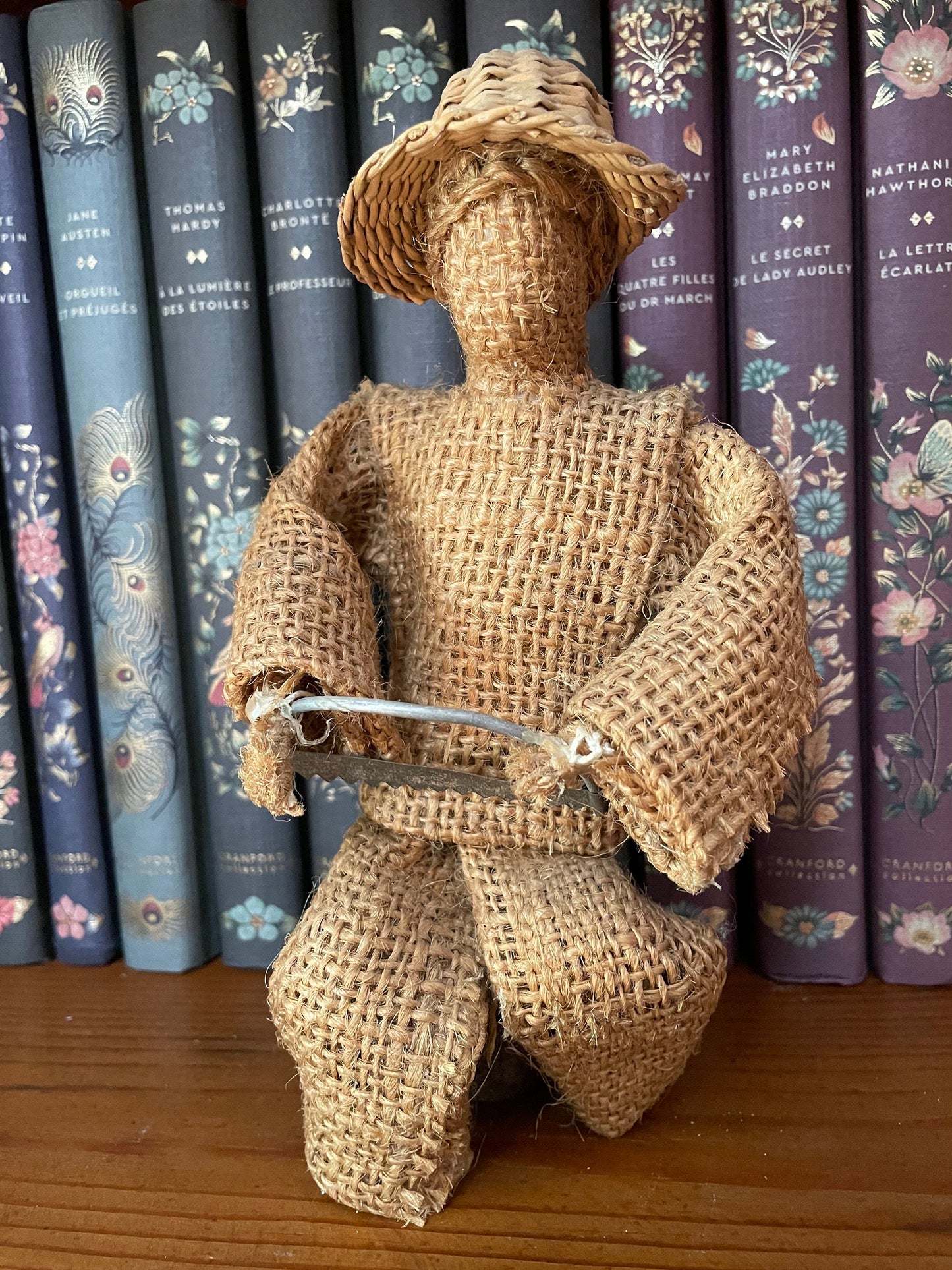 Vintage Handmade Peasant Figurine Burlap Statue Portuguese Folk Art