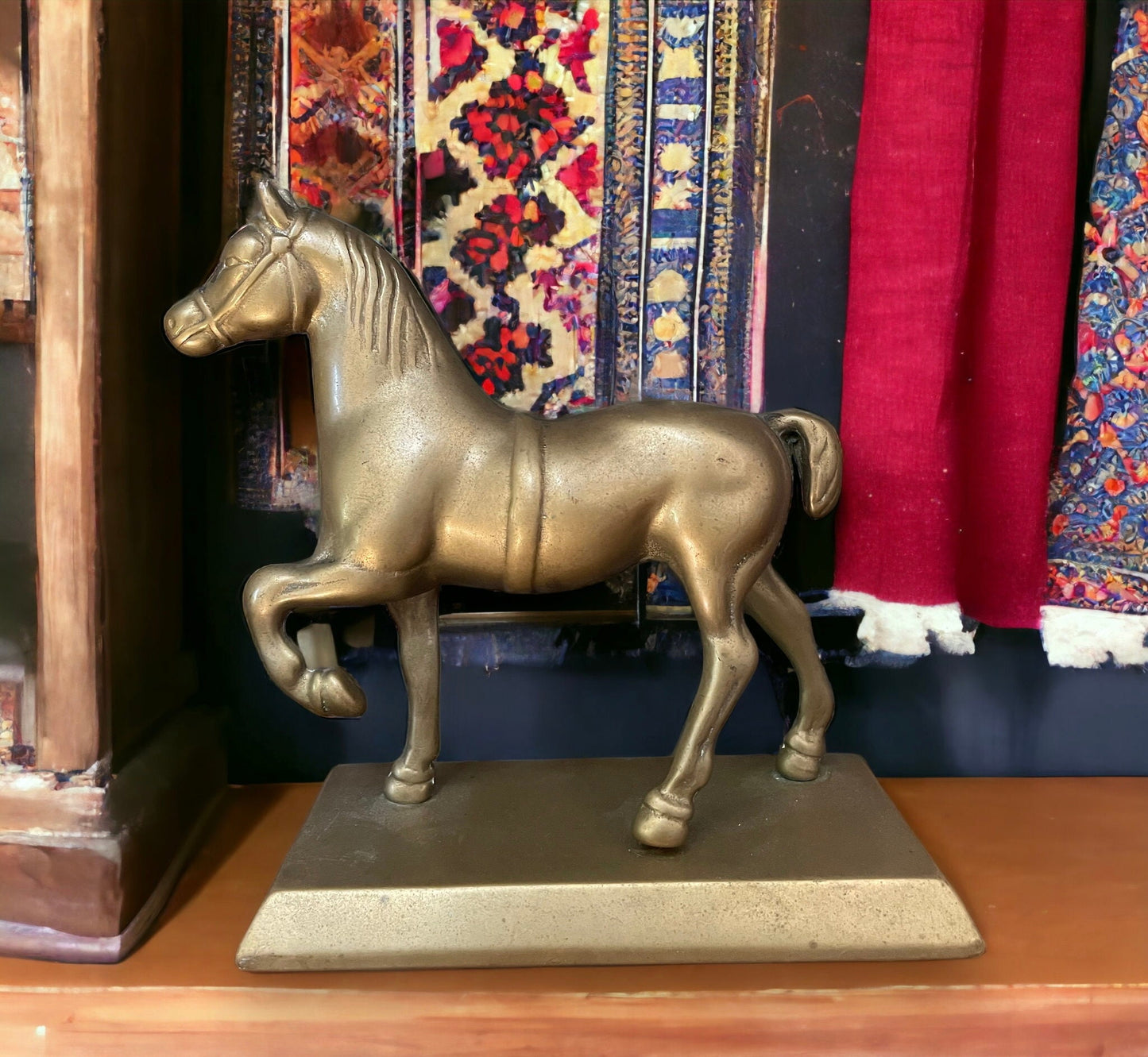 Antique French Solid Brass Horse Statue Figurine, Heavy Cast Solid Brass Horse, Gift For Horse Lovers Equestrians