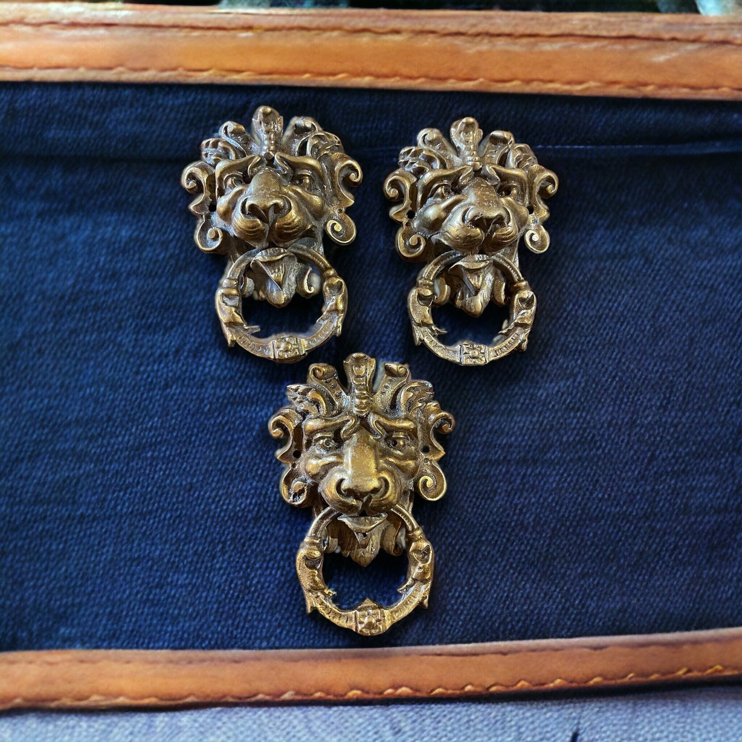 Antique French Brass Lion Head Wall Ornaments , Brass Door Pull, Brass Lion Head, French Country Home Decor, Antique Brass Door Knocker