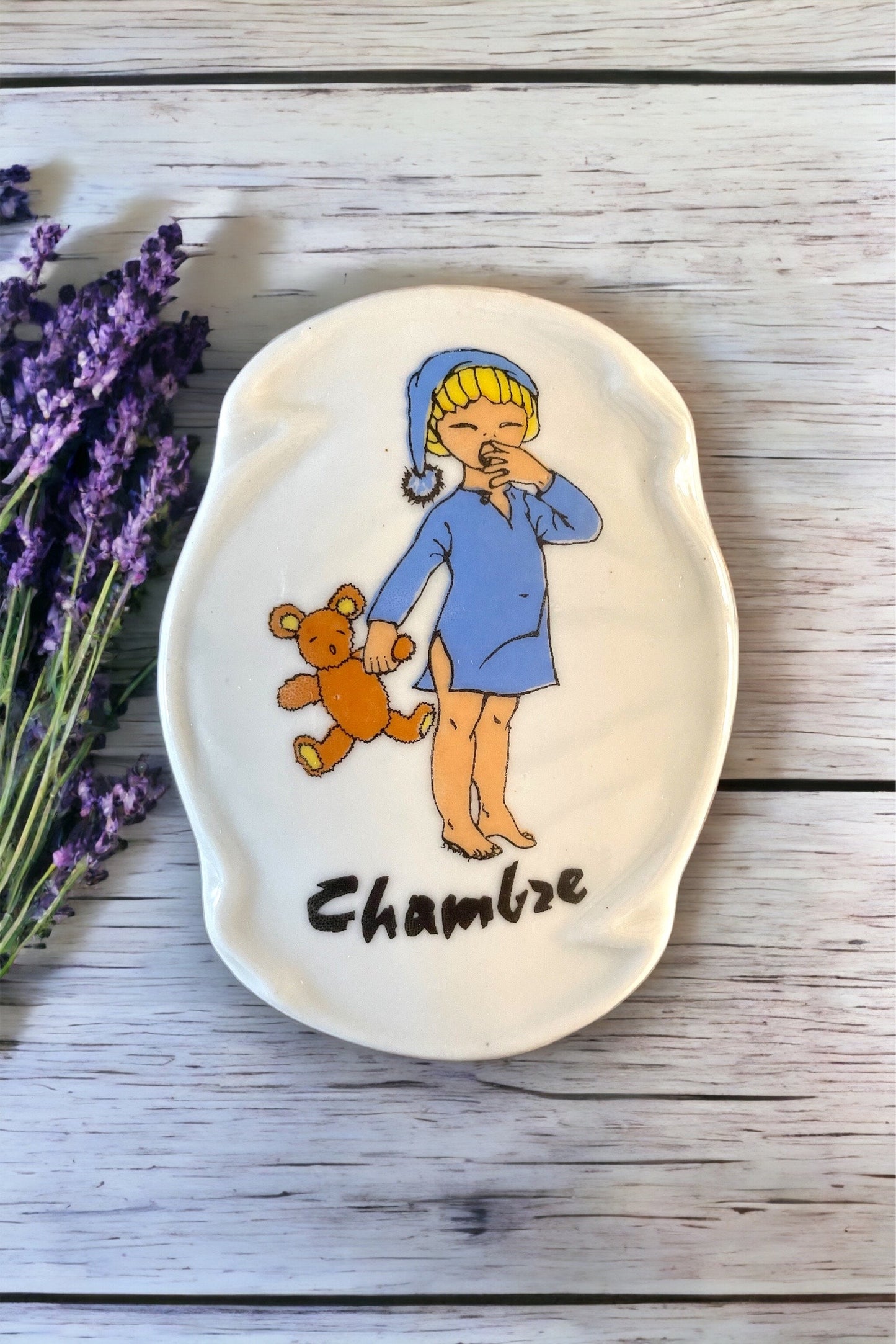 French Porcelain Door Plates, Vintage Hand painted Porcelain signs, Door Sign, Bathroom Sign, Bedroom Sign, Kitchen Sign