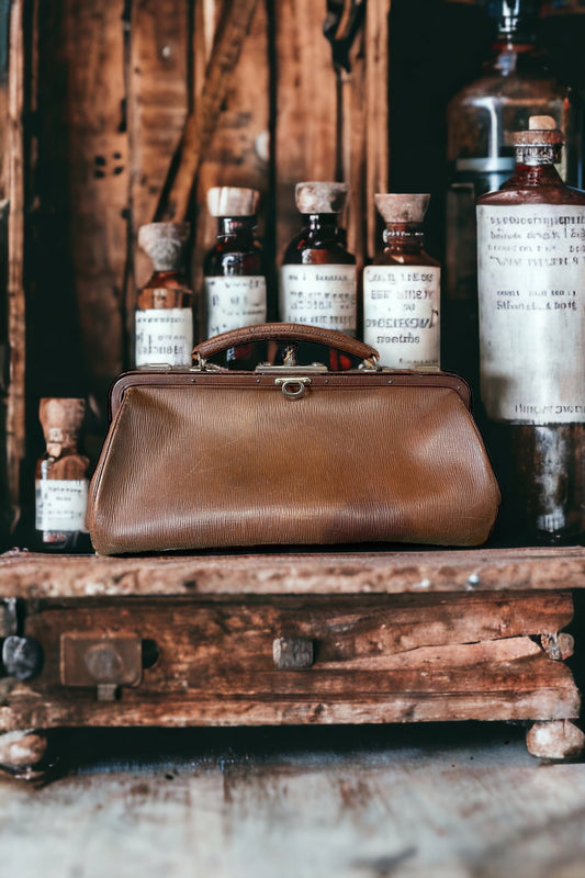 Antique French Doctor Bag With Original Key, Old Doctor Bag, Sac De Médecin, Apothecary Bag, Old Medical Bag, Antique Doctor Bag