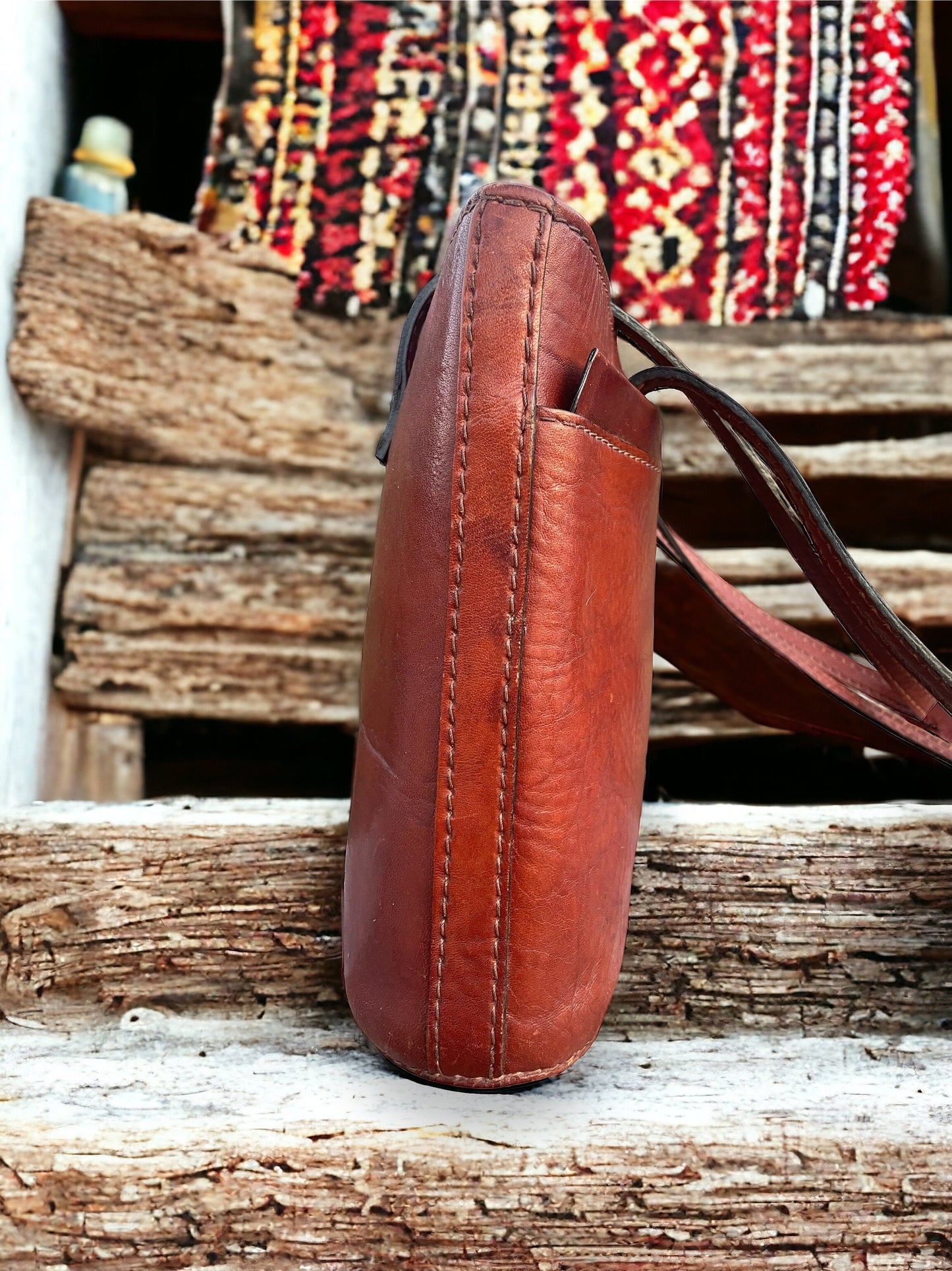 Vintage Brown Saddle Leather Tote, Vintage French Gerard Henon Brown Leather Shoulder Bag, Unisex Leather Tote