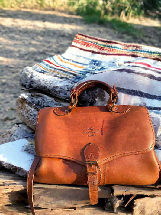 Vintage Henry & Martin’s Brown Leather Shoulder Cross Body bag Made In England